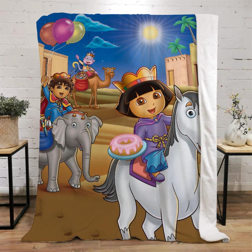Dora the Explorer Cotton Blanket for Sofa Decoration Luxury Blankets King Size Bed Throw Home Interior Beach Towel Knitted Plaid