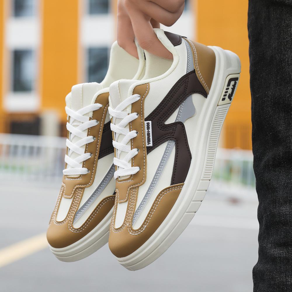 Παπούτσια σανίδας ανδρικά καλοκαιρινά νέα χοντρόσολα ελαφριά μόδα ανδρικά παπούτσια νεανικά δερμάτινη επιφάνεια χαμηλά casual μοντέρνα παπούτσια