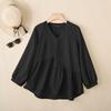 ZANZEA Women Casual V-Neck Solid Color Loose Long Sleeve Blouse