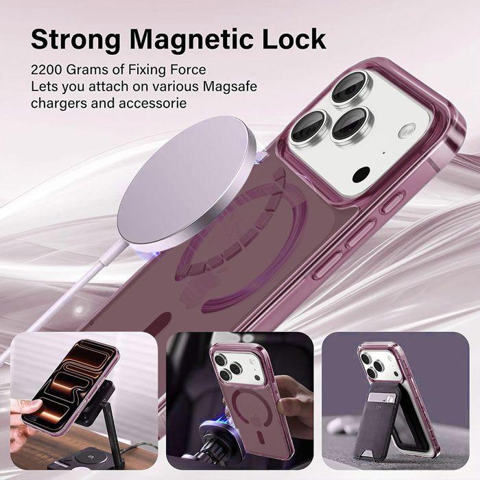 Coque + 2 Verres Trempés pour iPhone 18 Pro, Antichoc avec Anneau Magnétique - Bordeaux Translucide