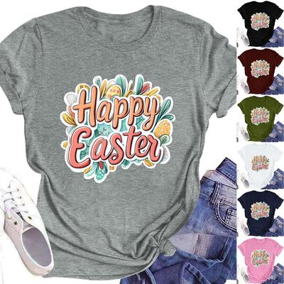 Women's Top Round Neck Casual Printed Short-sleeved T-shirt Top