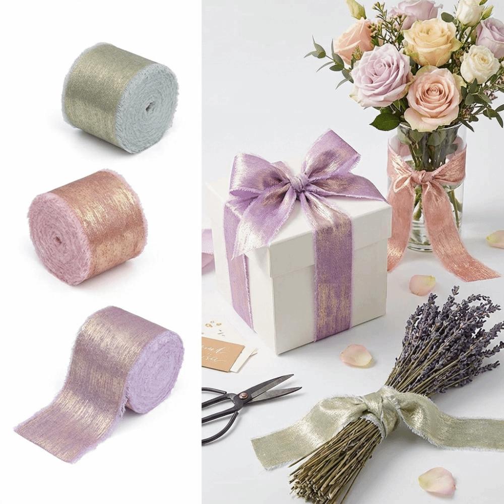 4cm Width Glitter Chiffon Ribbon 5m Length Elegant Silk Frayed Ribbon Decorative Ribbon Luxury Frayed Ribbon Bridal Shower