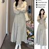 Korean Version Striped Long-sleeved Shirt Dress Women's Clothing Early Autumn New Waist Temperament Small Long Dress