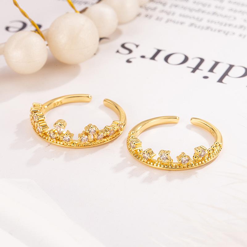 925 Sterling Silver Jewelry Luxury Crystal Crown Finger Rings for Women Wedding Party Jewelry For Girls Friend Gift