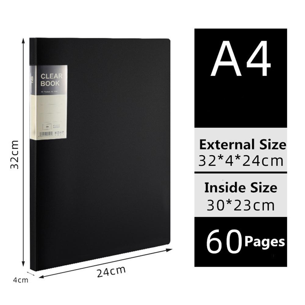A4 File Folder Display Book 20/30/40/60 Pages Transparent Insert Paper Document Organizer Bag Office School Supplies Quality