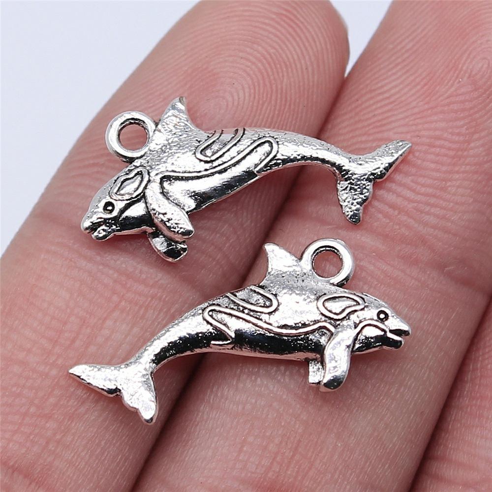20 Stück Fisch Anhänger Antik Bronze Silber Farbe Anhänger DIY Basteln Herstellung Zubehör Handgefertigt Tibetischer Schmuck Für Schmuckherstellung