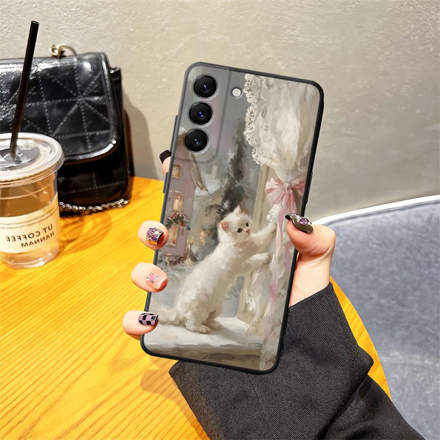 Funda de Gato Lindo de Dibujos Animados para Samsung Galaxy A25 A16 A05 A23 A73 A51 A55 A53 A17 A37 A57 A15 A06 A52 A36 Funda de Teléfono A41 A13 A12 A70