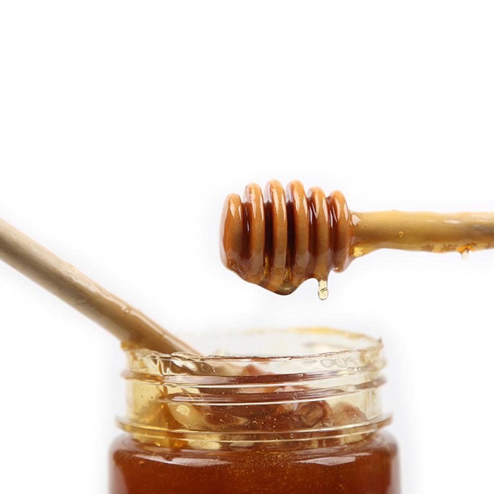 30 Pcs Wooden Honey Stick Wand Syrup Stirrer Dipper Blender Sticks Stirring Spoon Bamboo