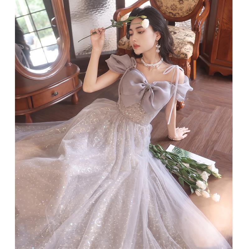 

Gray Sling Evening Gown - Women s 2026 New Style: Luxurious Banquet Dress for Ceremonies, Vocal Art Exams L