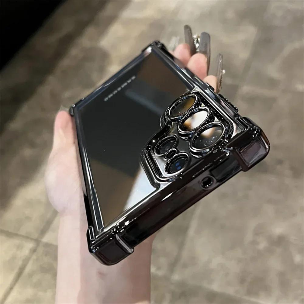 Clear Plating Shockproof Case for Samsung Galaxy S24 S23 FE S22 Plus S25 Ultra A34 A54 A15 A35 A55 A53 Hard Armor Cover