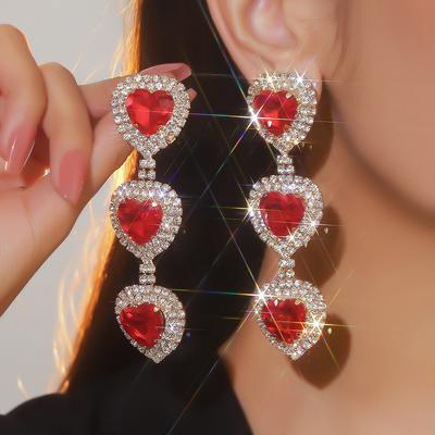 Pendientes de diamantes de imitación de lujo de primera calidad, pendientes de cristal brillante personalizados, pendientes de mujer, 1 par