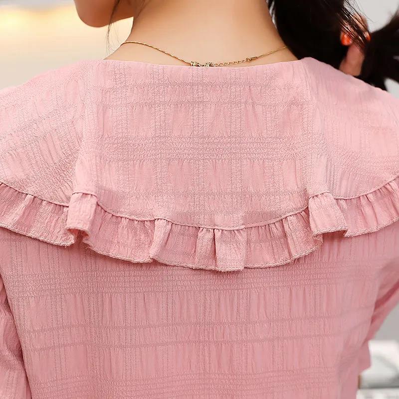Women's Summer Plus Size Loose All Match Short Sleeve T-shirt Doll Collar Top