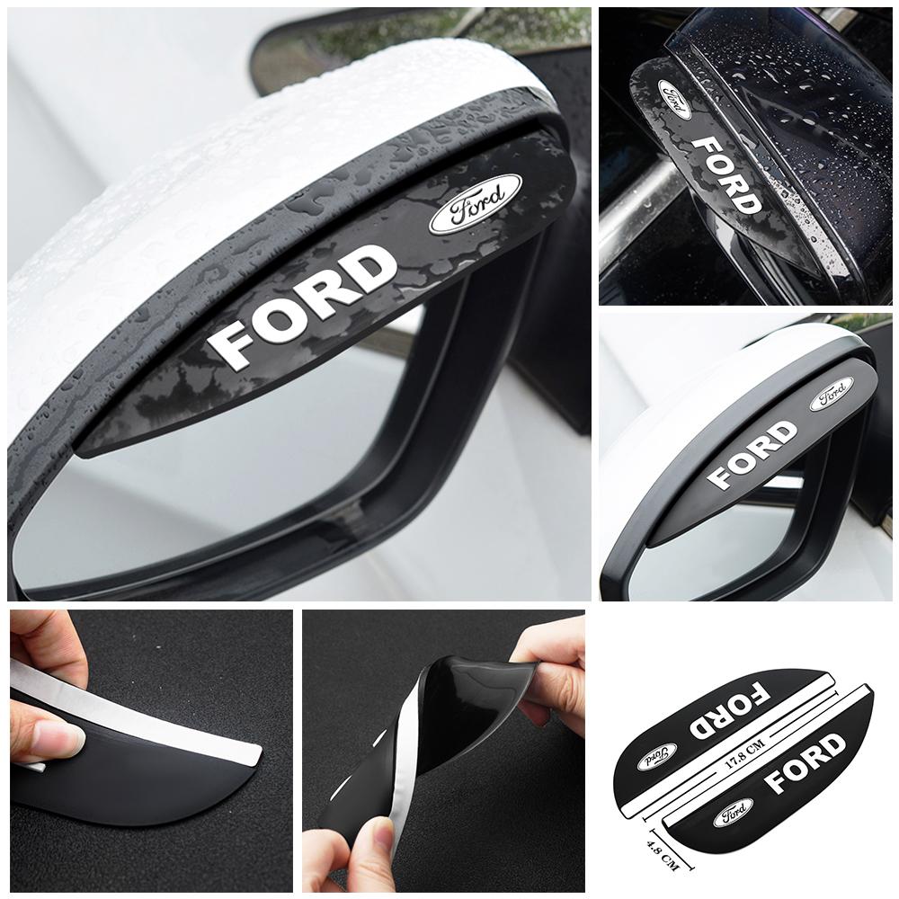 AAAMI1 For Ford F150 Explorer Ranger All Models 2pcs Car Sun Visor Shield Universal Fit Anti Glare Rain Eyebrow Sticker Rearview Mirror