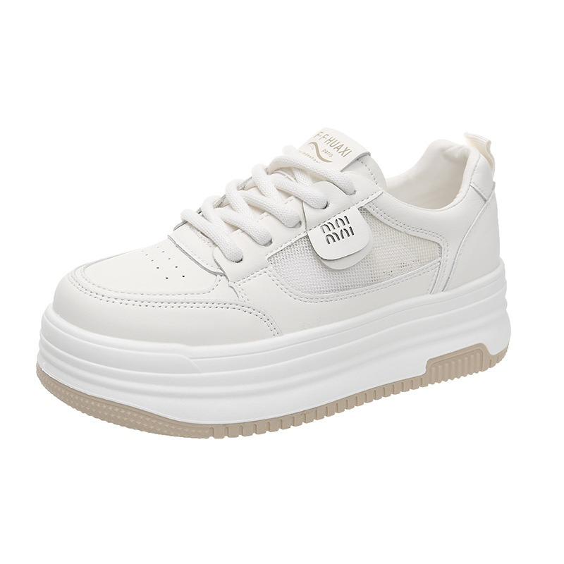 Leather platform white shoes children versatile heightening board shoes spring and summer new mesh breathable casual sports shoes