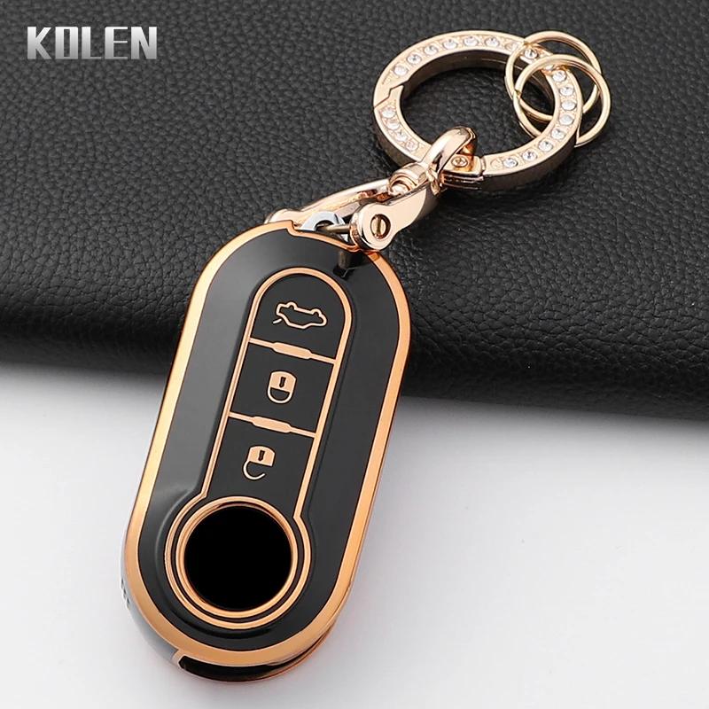 Fashion Tpu Car Key Case Cover For Fiat 500 Ducato Panda 500L Punto Lancia Musa For Citroen Jumper For Peugeot Boxer Keychain