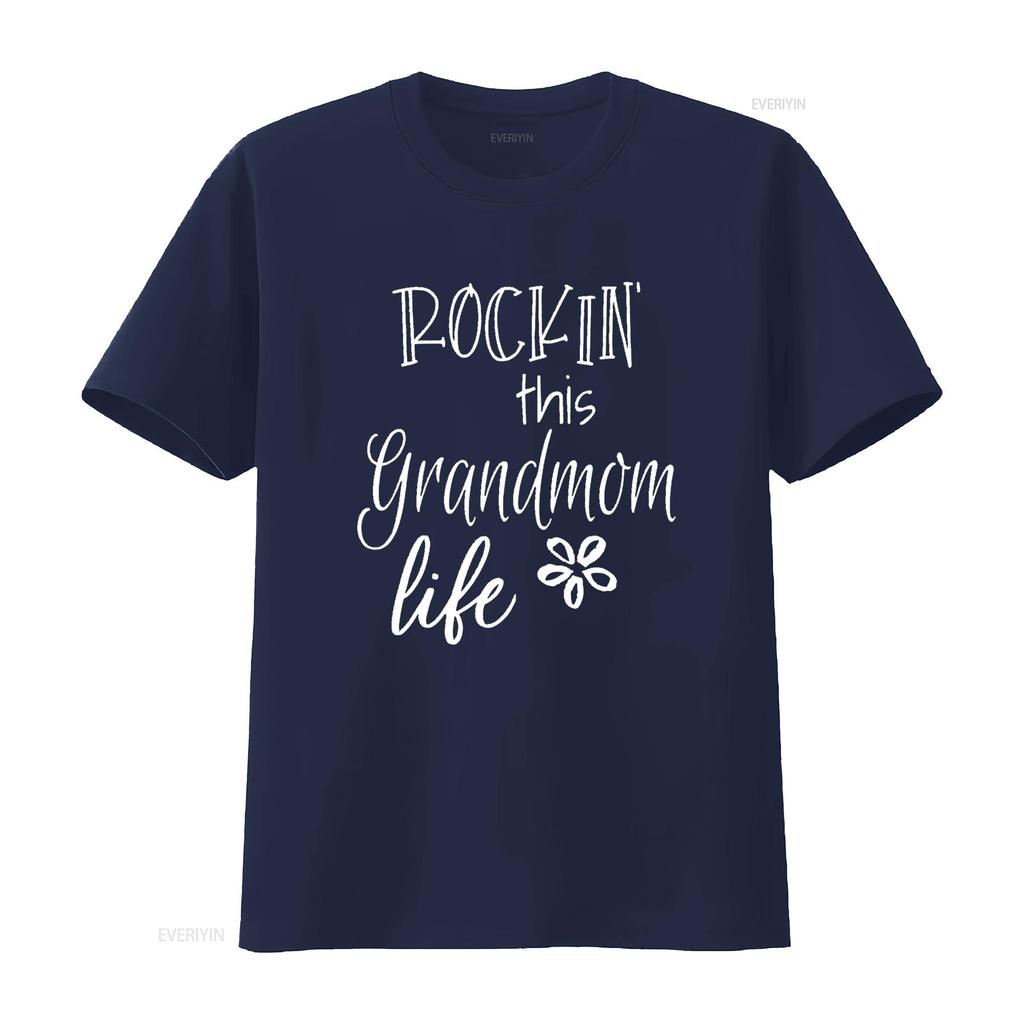 Rockin This Grandmom Life Special Grandma T Shirt Vintage Washed Casual Versatile Streetwear Graphic Unisex Stretched Stylish