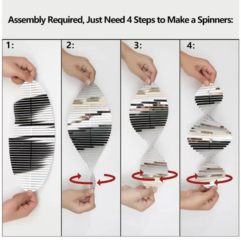 Creative Metal Spiral Wind Spinner - Silent 3D Tornado Wind Chimes - Outdoor Garden & House Decoration Bird Scare