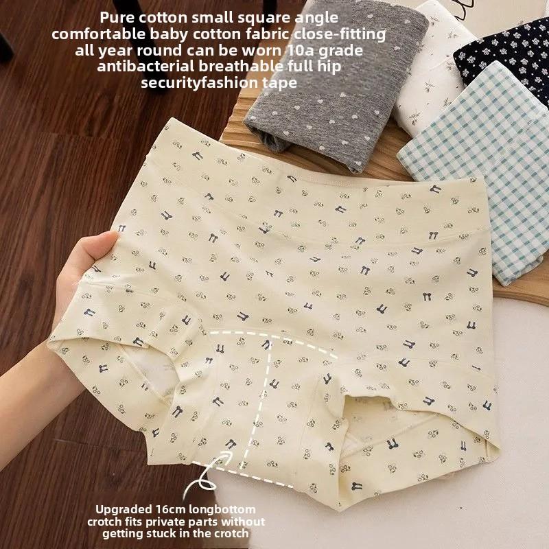 10A Antibacterial Pure Cotton High-Waist Women Boyshort Panties, Baby Cotton Full Cotton Crotch Plus Size Soft Breathable Underwear