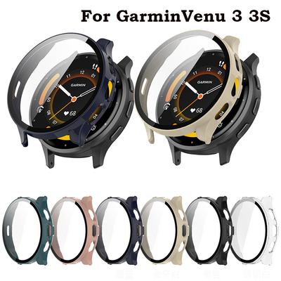 Vollständige Schutzglas-Hülle für Garmin Venu 3 Venu3S Smartwatch Bildschirmschutzhüllen Abdeckungsschale + gehärteter Glasfilm 2 in 1