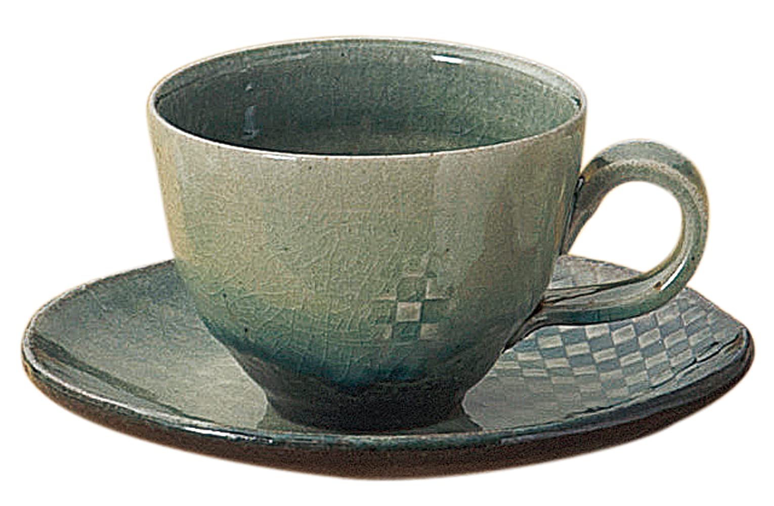 

Marui Seito Shigaraki Ware Hechimon Coffee Cup and Saucer Set, 240ml, Mosaic Blue, MR-3-3290