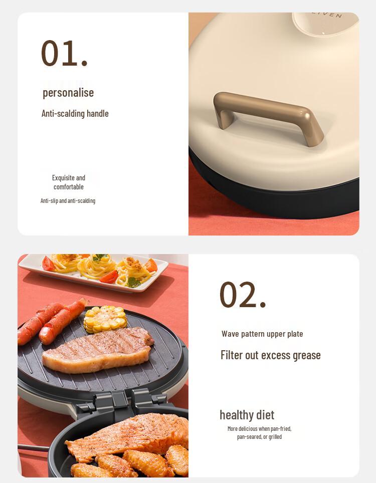 Liren Multifunktions-Elektrogrillplatte: Vertieft und vergrößert zum Braten, Rösten und Backen von Pfannkuchen und Fleisch.