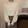 Semi-turtleneck lazy loose bottomed sweater women's autumn and winter interior chic lantern sleeve knitted top