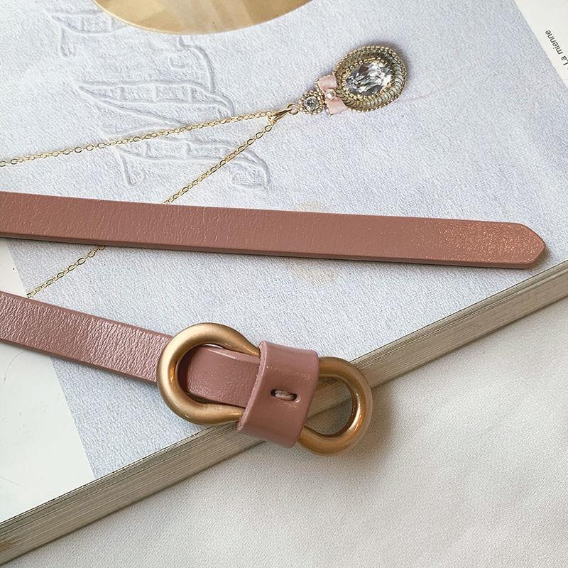 

Womens Decorative Minimalist Waist Belt With Unique Round Gold Buckle Perfect For Any Dress Occasion Pink