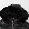 Women's Winter Fashion Casual Slim Cotton Jacket Faux Fur Collar and Hooded Hooded Warm Jacket Coat Pu Leather Zipper
