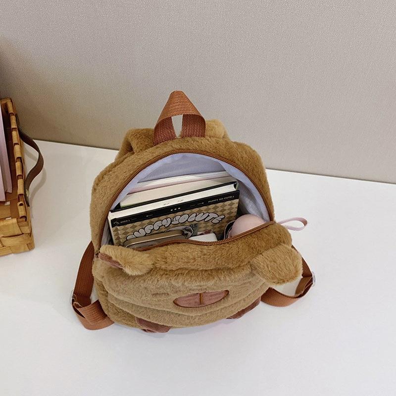 1Pc Kawaii Capybara Plush Backpack For Women Versatile Cartoon Funny Capibala Crossbody Bag Large Capacity Tote Bag