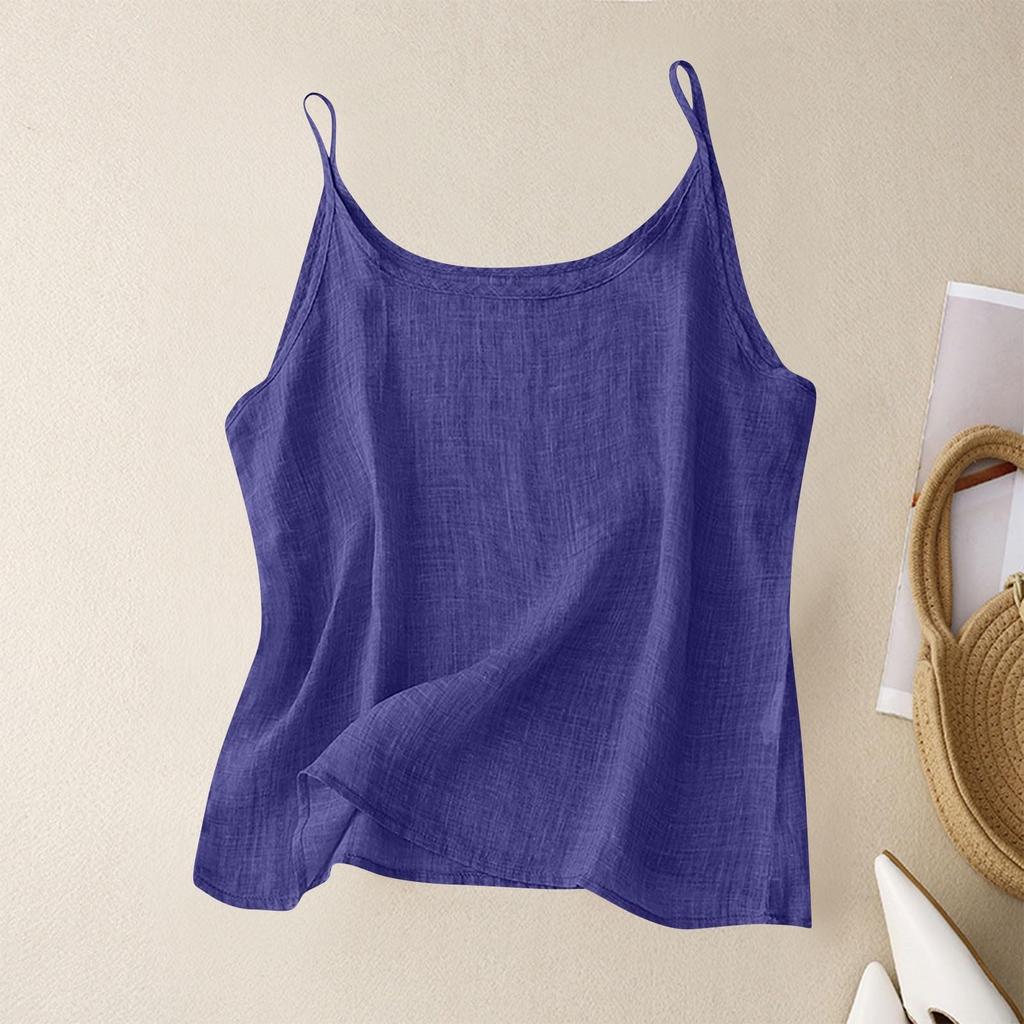 Dámské Letní Vintage Bavlněné Lenové Malé Camisole Spodní Tílko Volné Vnitřní Topy