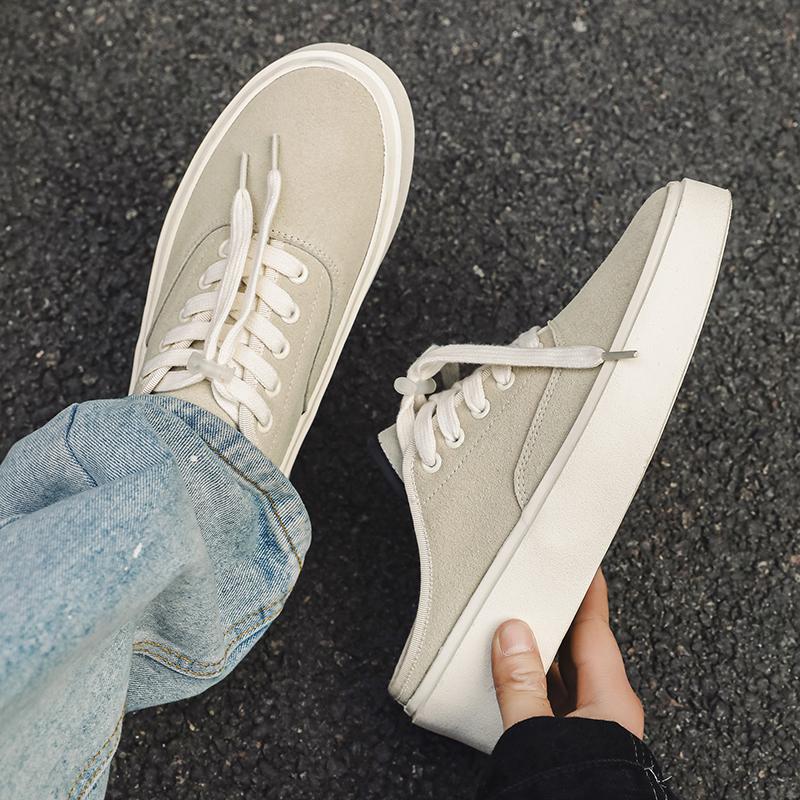 Summer Canvas Half Shoes for Men Leather Shoes Men Mules Casual Shoes Men Fashion Social Big Size Elegantes Walking Shoes