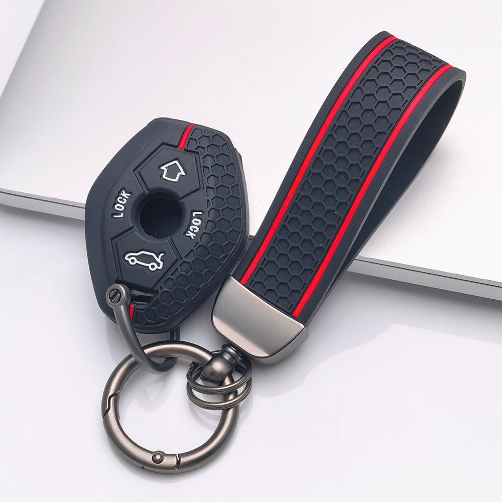 Key Fob Cover for BMW E46 with Keychain Silicone Stand Key Cover with Keychain Car Key Case Accessory Shell Anti-Scratch Surface Shockproof Structure
