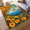 Sunflowers and Butterflies In Vibrant Sky Non-slip Rug Suitable for Living Room and Bedroom Sofas