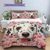 Dalmatian and Rose Pattern Bedding Home Decoration Birthday Gift (1 * duvet cover + 2 * pillowcase, without core)
