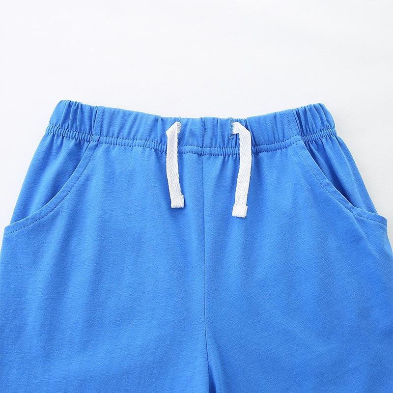 Kinderkleidungsset Hai besticktes Jungen-T-Shirt-Set Gestricktes Baumwoll-Kinder-Shorts-Set