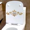 Elegant Golden Floral Embossed Self-Adhesive Wall Sticker for Bathroom Toilet - Matte Finish, Rectangular Shape, Durable Plastic, Easy To Install