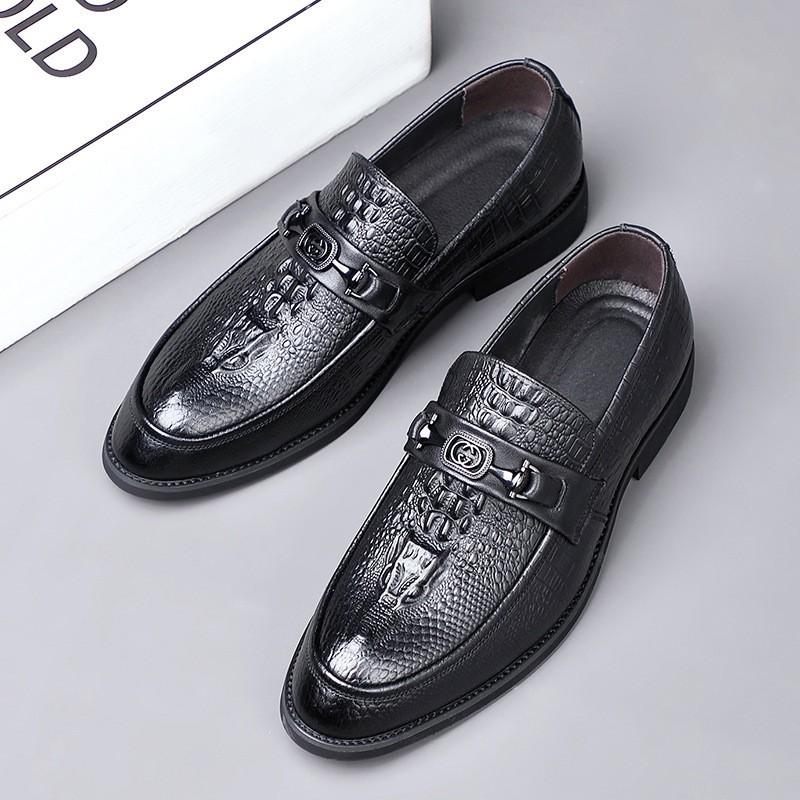 Men's business casual leather shoes genuine leather crocodile gentleman pointed men's shoes British men's single shoes shoes