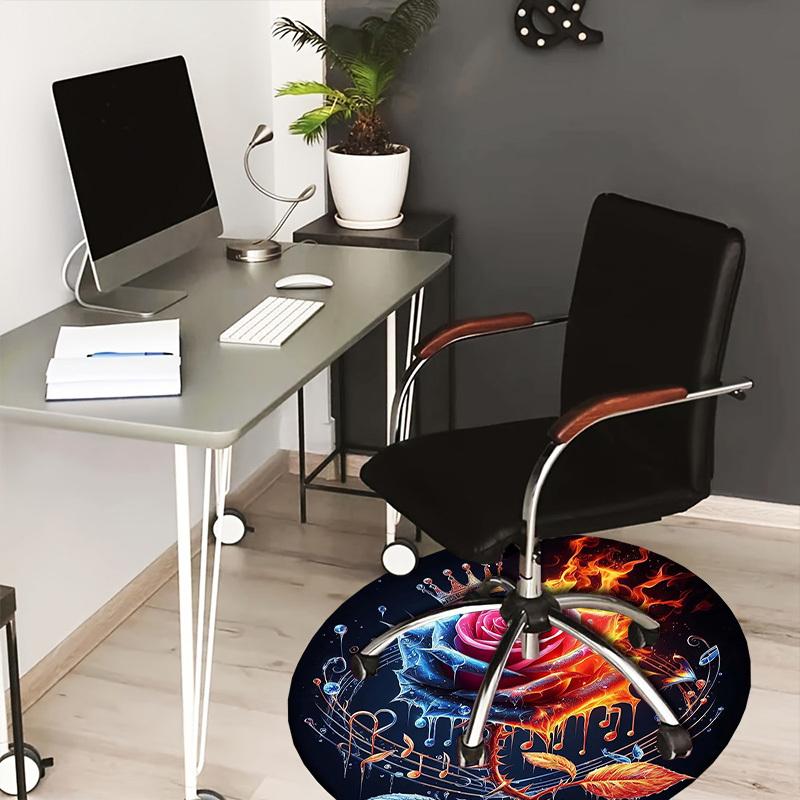 

1pc Office Carpet Chair Mats Flaming Rose with Crown and Music Notes Perfect for Decorating Office Chairs, Living Rooms, Or Bedrooms.YDT267 80cm by 80cm