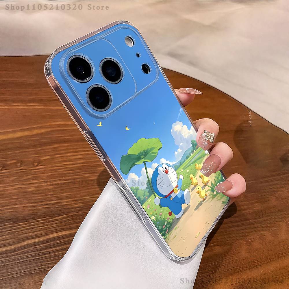 D-Doraemon Anime Phone Case For iPhone 16,15,17,12,13,14,11 Max,Pro,Plus,X,XS,XR,SE4,E Mini Transparent Cover