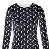 Sommer-Oberteile aus Eisseide, O-Ausschnitt, lange Ärmel, Sonnenschutz, Oberteile mit Mondmuster, dehnbare Pullover-Oberteile mit schmaler Passform