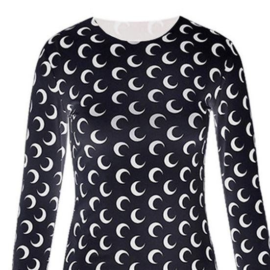 Sommer-Oberteile aus Eisseide, O-Ausschnitt, lange Ärmel, Sonnenschutz, Oberteile mit Mondmuster, dehnbare Pullover-Oberteile mit schmaler Passform