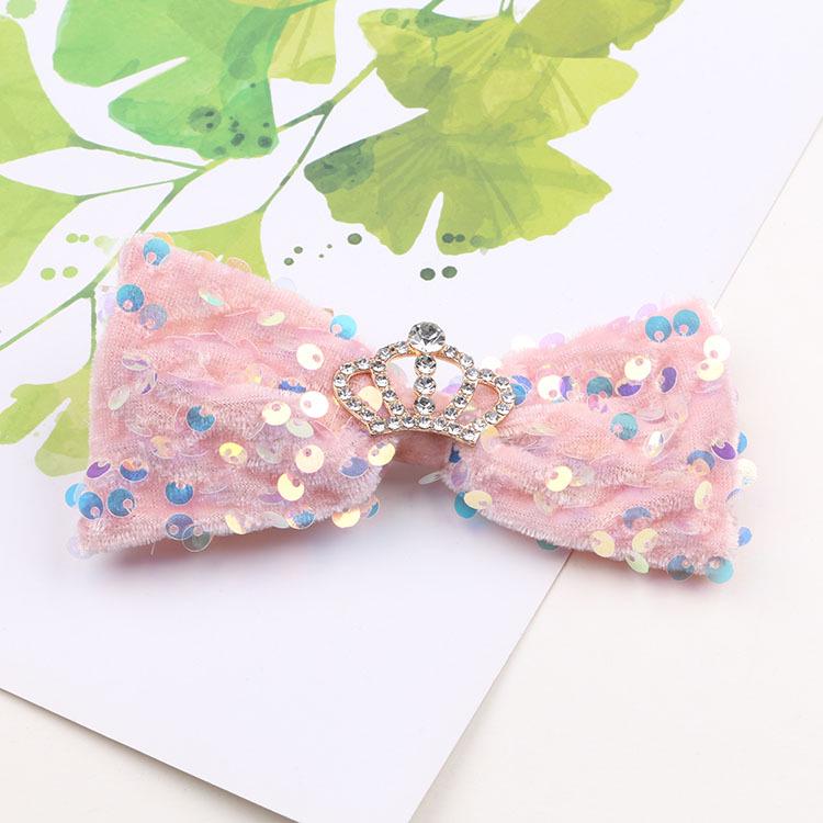 Korean Style Sequin Bow Hair Clip for Girls - Crown 3D Top Hairpin Accessory