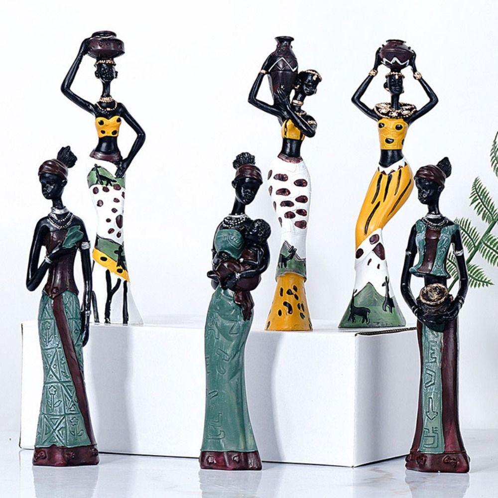 3pcs Figurines African Woman Sculpture Simulated Resin African Women Statue  Kids Birthday Gift