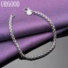 925 Sterling Silver 4mm Round Check Bracelet Fashion Jewelry
