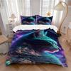 3pcs Cosmic Cat Galaxy Bedding Set - Includes One Quilt Cover and Two Pillowcases (No Core) - Home Decor, Festival Gift, Polyester Fabric, A