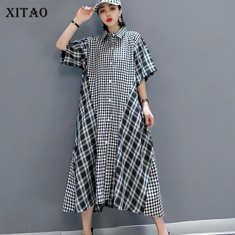 

XITAO модное женское повседневное клетчатое платье с одной грудью WLD6286