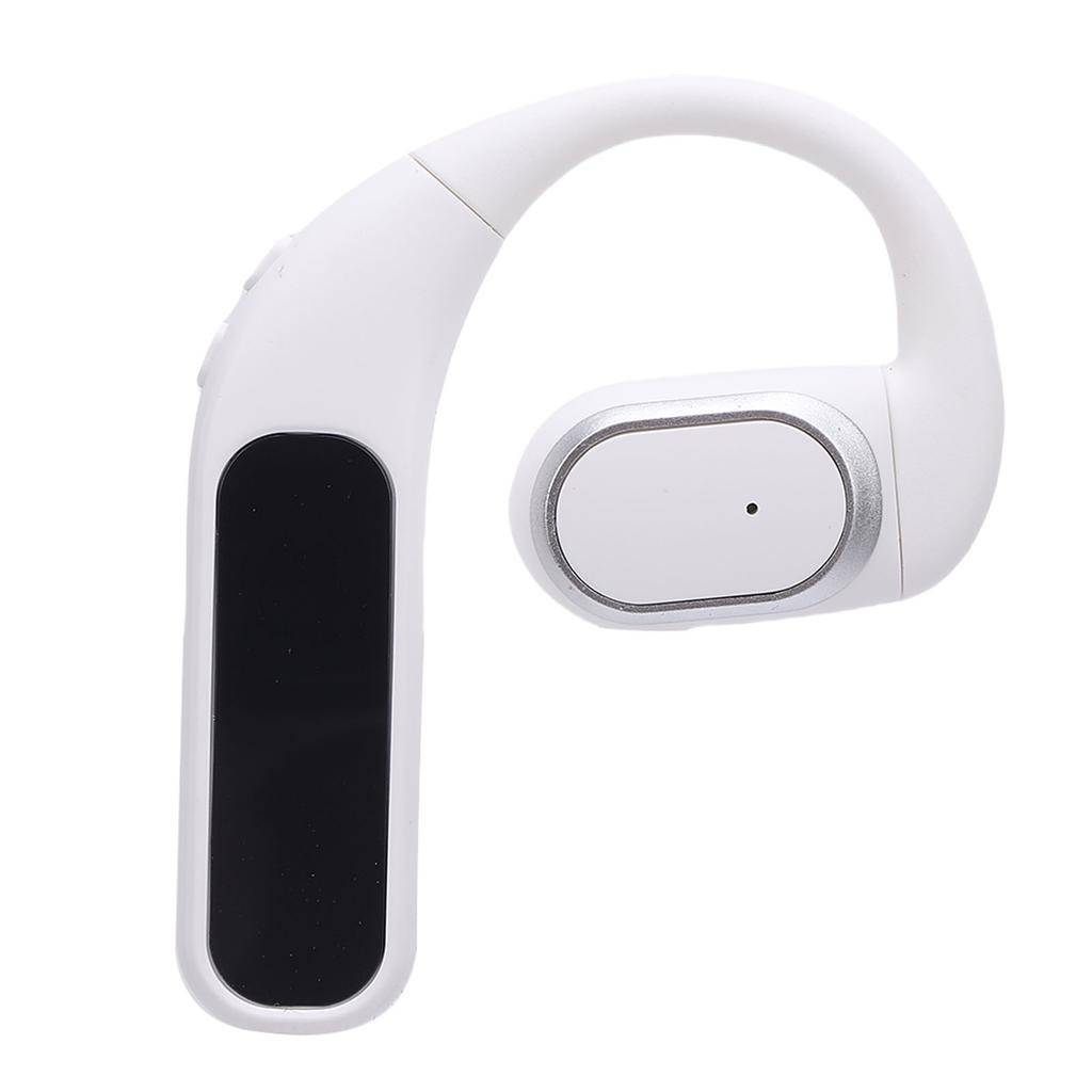 Wireless Bluetooth Earphone Digital Display Water Proof Over Ear Bud with Ear Hook for Mobile Phones White