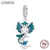 Original 925 Silver Blue Dragon Beads Dog Cat Cute Animals Pendant for Women Bangle Bracelet Necklace DIY Party Gifts