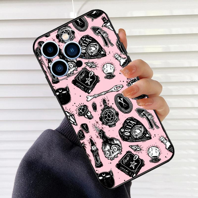 

Розовый Череп Кошки Колдунья Ведьма Чехол для Телефона Для iPhone 17 16 15 13 11 12 14 Pro Max mini 15 16 Plus 16e 17 Air Cover Fundas iPhone 17Pro MAX