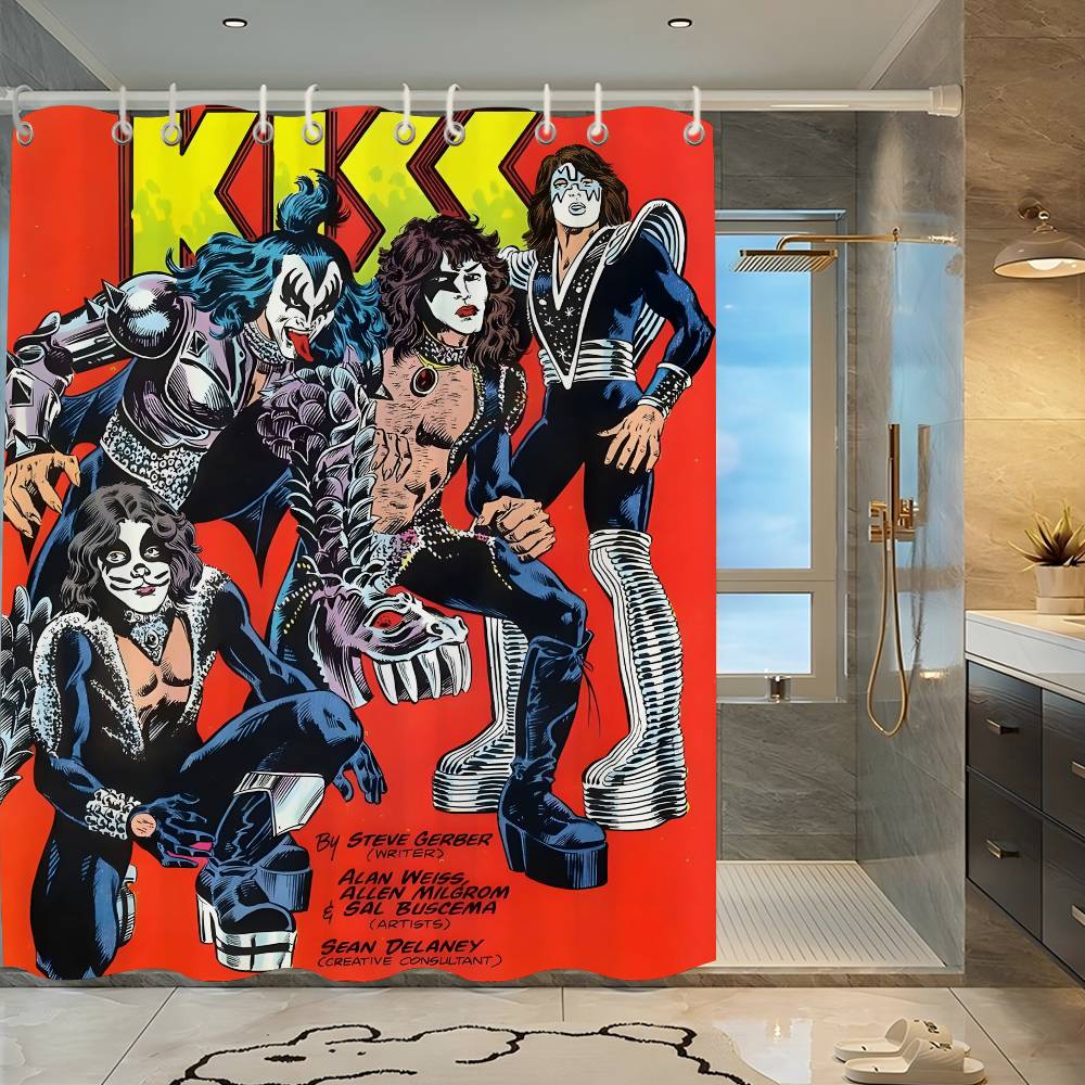 Duschvorhang mit K-Kiss-Bandmuster, blickdicht, wasserdicht